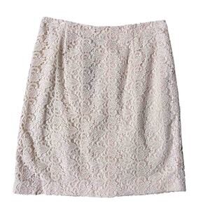 Talbots NWT Crochet Lace Embroidered Pencil Skirt Cream 16W Stretch Cottagecore